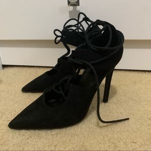 Suede Lace Up Heels